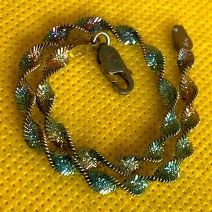 Unusual vintage sterling silver twisted bracelet Italy